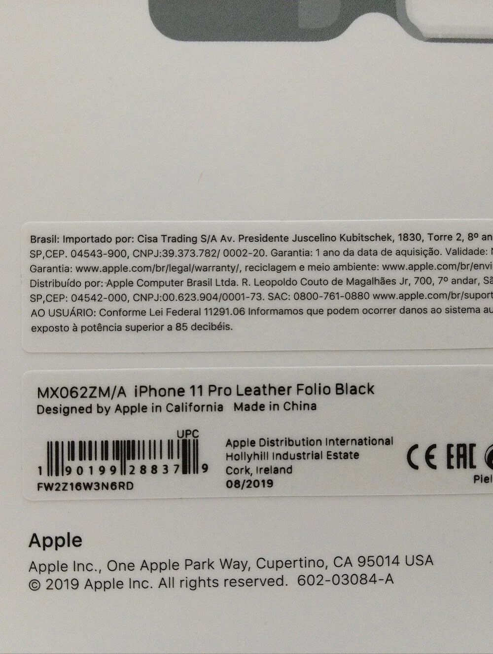 Apple Leather Folio Case — iPhone 11 Pro — Black — New With Tags